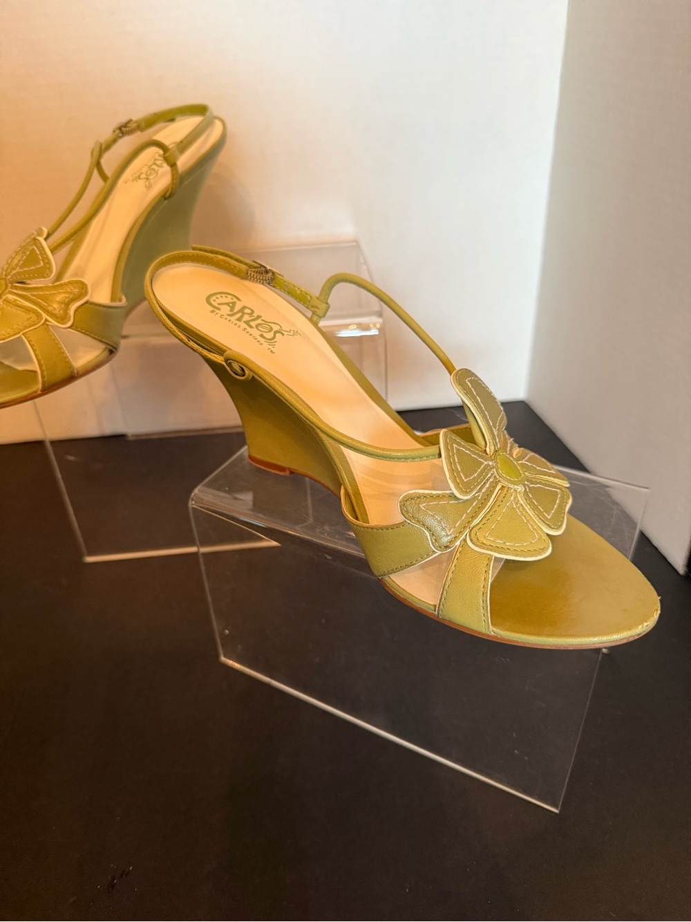 Carlos by Carlos Santana Olive Green Slingback Wedge Sandals size 8M - Picture 2 of 10
